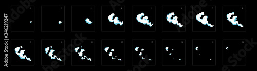 Smoke animation effect. sprite sheet for game, cartoon, motion or animation. 2d classic animation smoke effect.