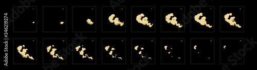 dust, animation. animation of dust. Sprite sheet for game or cartoon or animation. 2d classic animation of fire effect.