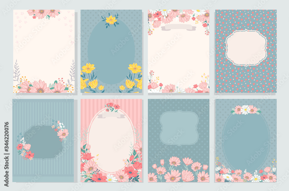 Banner for Invitation Scrapbook. Baby born and baby shower. Set of beautiful and cute cards.