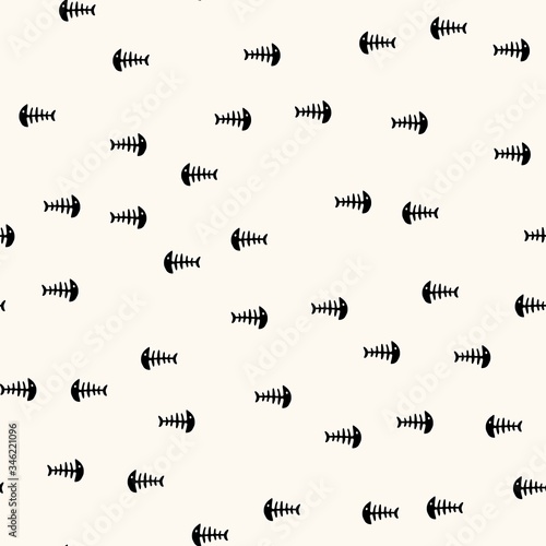 Seamless pattern of fish skeleton. Can be used for wallpaper, pattern fills, web page background,surface textures.