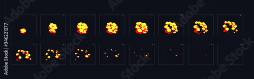 fire explosion effect. Fire explosion animation. fire animation sprite sheet for games, cartoon or animation.