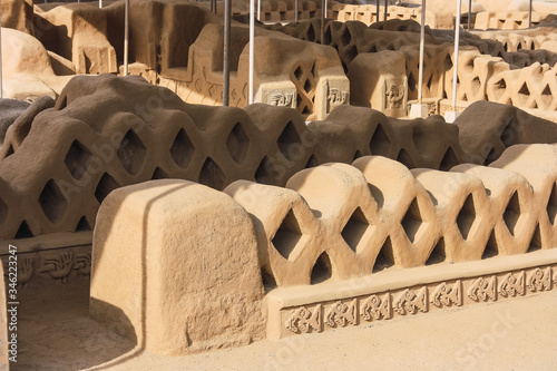 Archaeological ruins of Chan Chan, a pre-Columbian adobe city, built on the northern coast of Peru by the Chimu photo