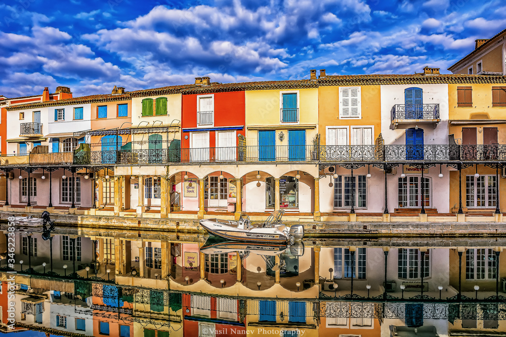 Colorful houses on Port Grimaud, France