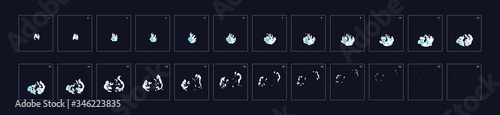 Smoke explosion Effect. Animation of  Smoke. Smoke Sprite sheet for game or cartoon or animation. 2d classic animation smoke effect