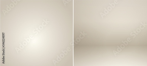 Beige studio backdrop lighting. Soft beige neutral 3d studio background. Warm soft light gold studio lighting. Photostudio soft box neutral lighting.