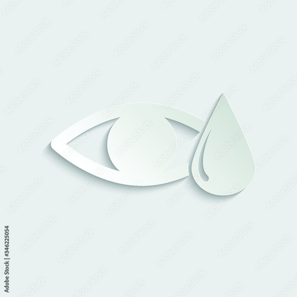 paper eye icon with water drop paper eye icon with water drop
