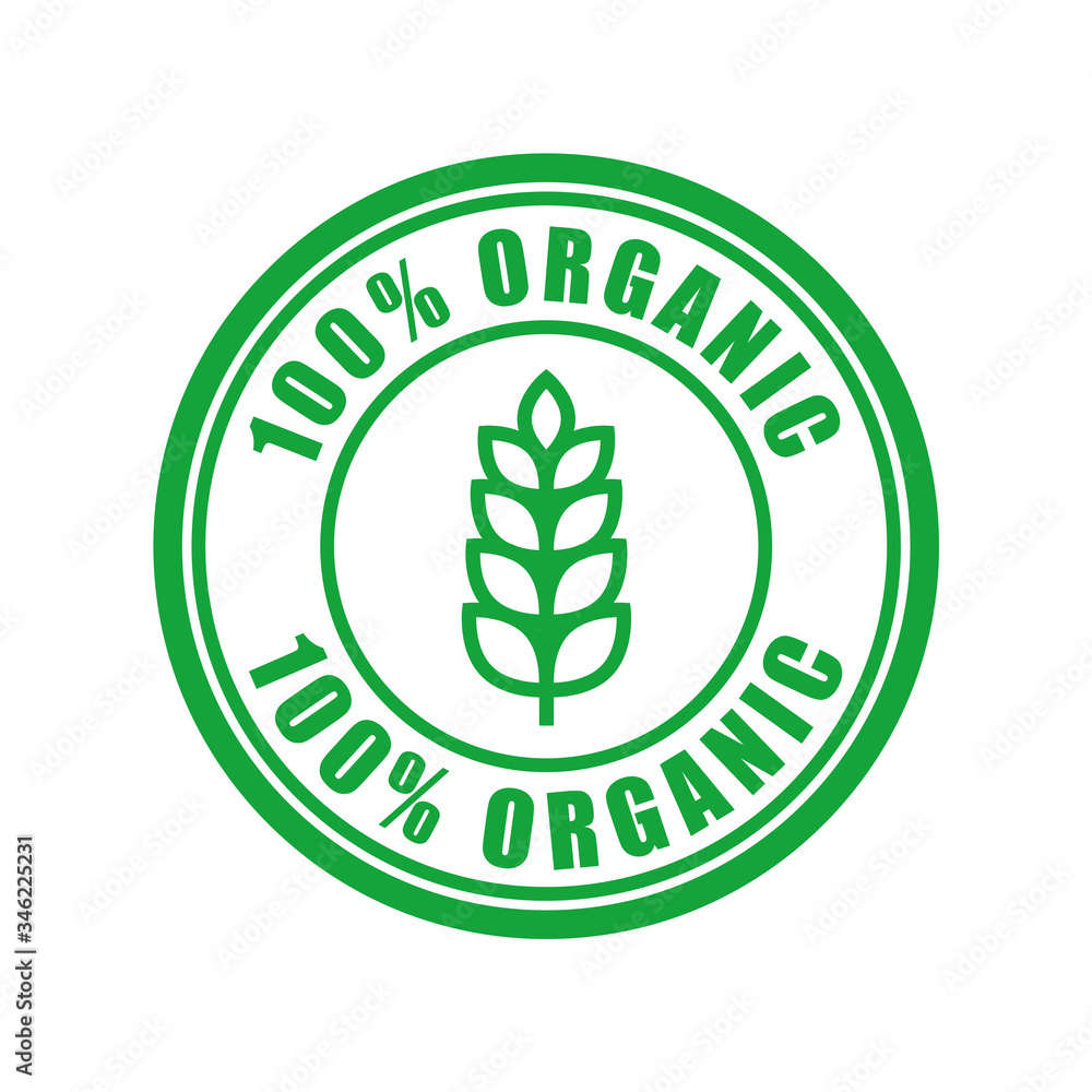 badge organic stamp icon in trendy flat design badge organic stamp icon in trendy flat design