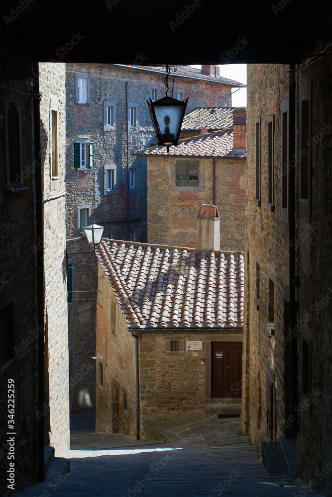Fototapeta premium Ulice i rynek Cortony - Toskania, Włochy