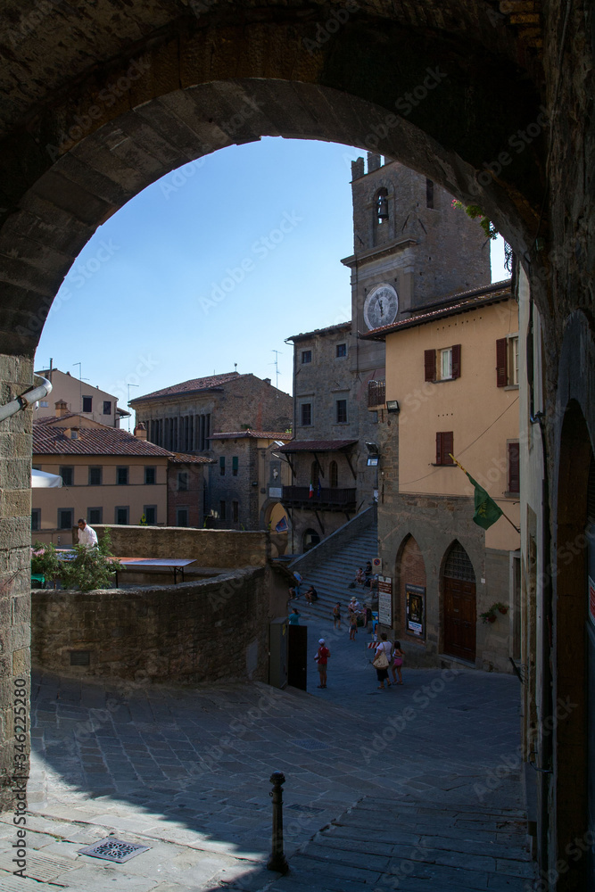 Obraz premium Ulice i rynek Cortony - Toskania, Włochy