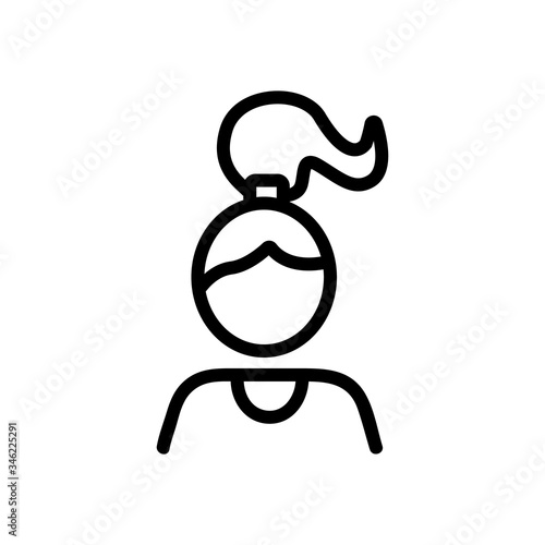 girl with high long tail icon vector. girl with high long tail sign. isolated contour symbol illustration