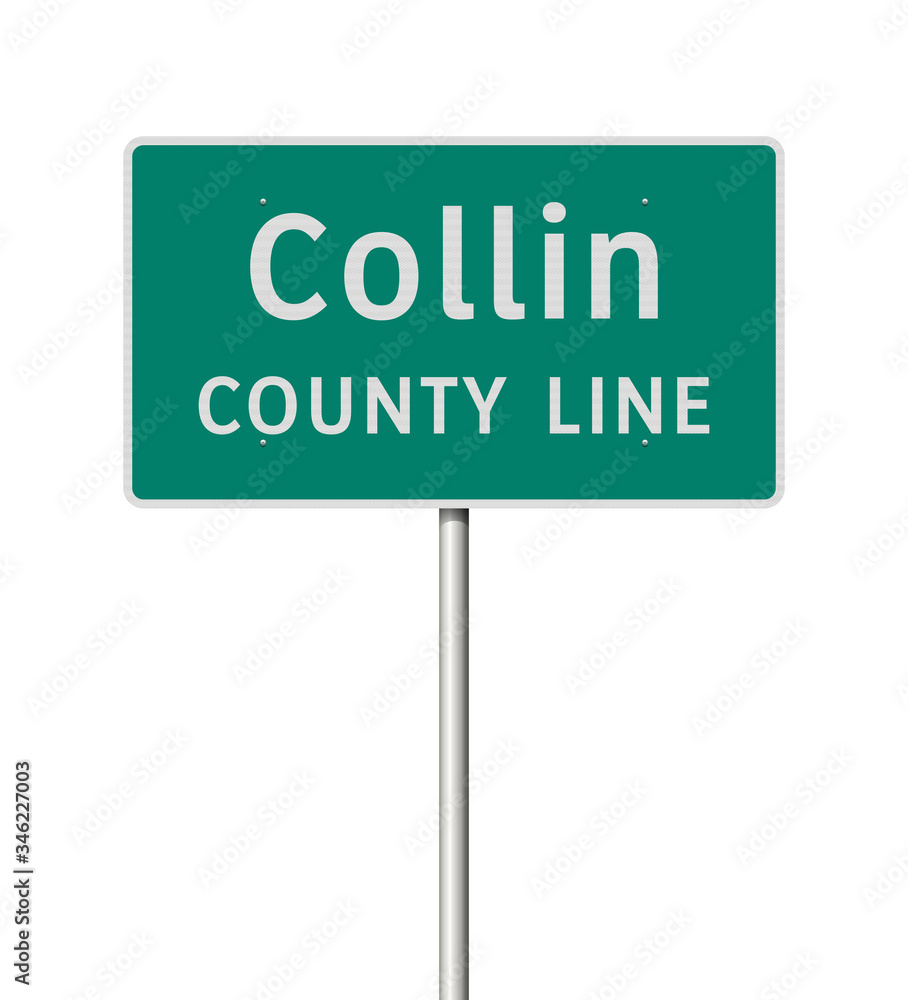 Vector illustration of the Entering Collin County road sign on metallic pole