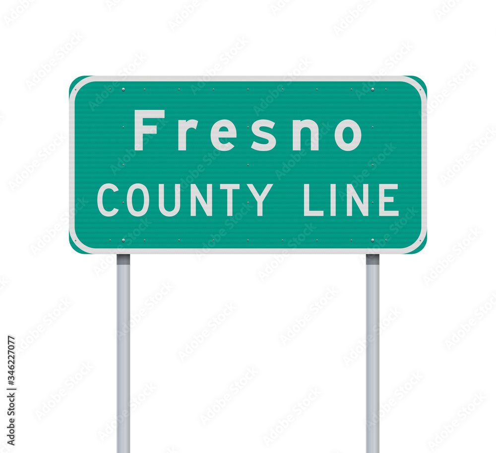 Vector illustration of the Fresno County Line road sign on metallic posts Vector illustration of the Fresno County Line road sign on metallic posts