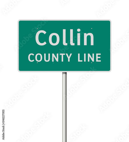Vector illustration of the Entering Collin County road sign on metallic pole