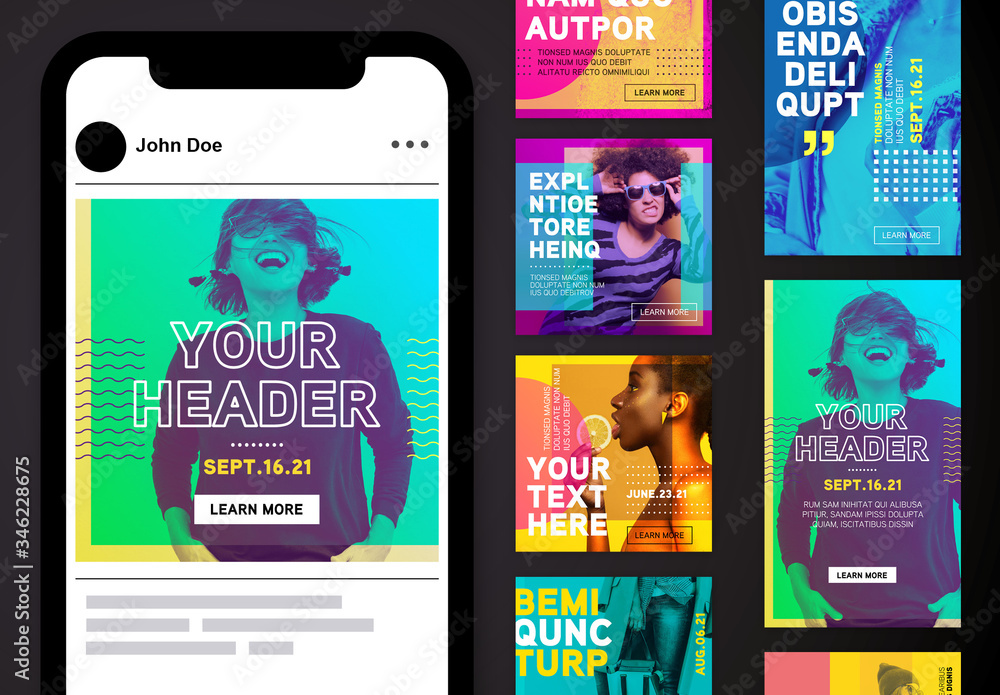 Social Media Post Layout Set Stock Template | Adobe Stock