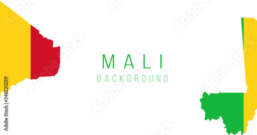 Mali flag map background. The flag of the country in the form of borders. Stock vector illustration isolated on white background.