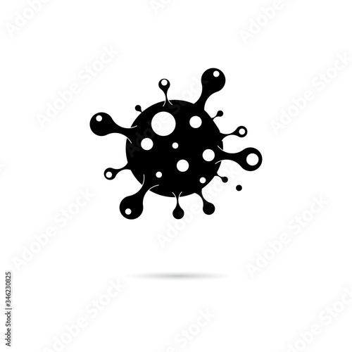 
Vector icon of coronavirus cell. SARS-CoV-2 3D cell symbol on white background.