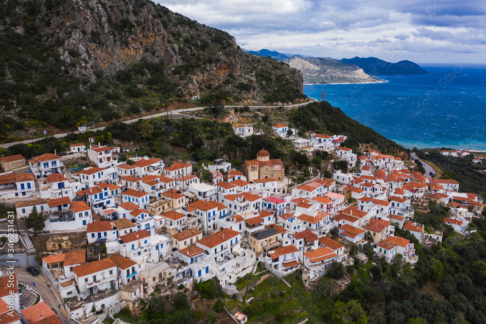 Panoramic view of the Historical Byzantine village Velanidia near cape Malea,  Greece. Laconia Peloponnese, Greece Stock Photo | Adobe Stock