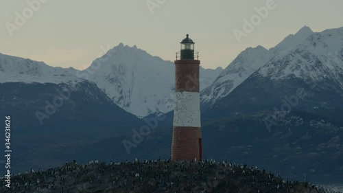 Sunset at Les Eclaireurs Lighthouse, Ushuaia, Tierra del Fuego, Argentina. photo
