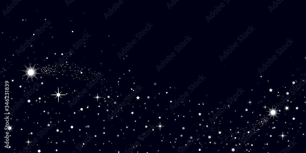 Obraz premium Space background, beautiful universe, night sky with stars. Texture for wallpapers, fabric, wrap, web page backgrounds, vector illustration