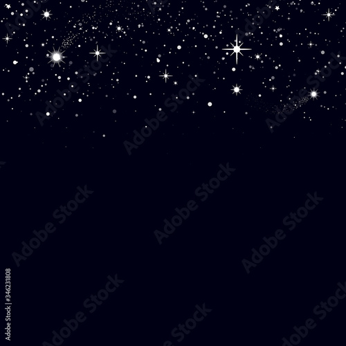 Space background, beautiful universe, night sky with stars. Texture for wallpapers, fabric, wrap, web page backgrounds, vector illustration