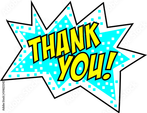 blue comic starburst with thank you!