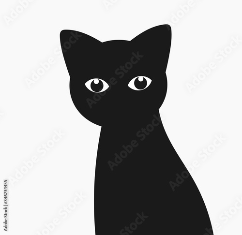 Cute black cat silhouette. Cat vector illustration symbol.