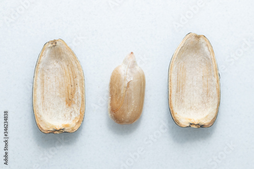 Obraz na plátně Black sunflower seeds on a white background