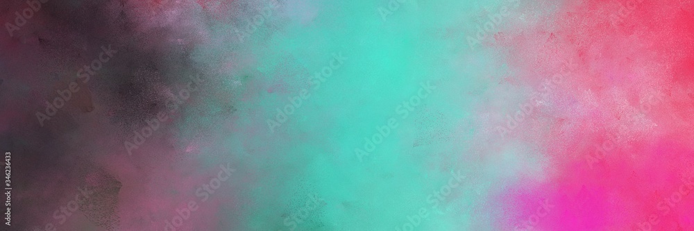 beautiful vintage abstract painted background with medium aqua marine and pale violet red colors and space for text or image. can be used as horizontal background texture