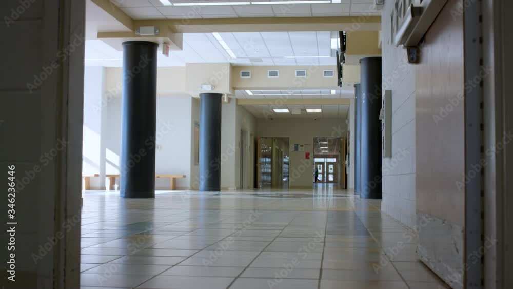 Push Through Empty School Hallway Push Through Empty School Hallway