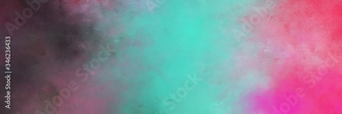 beautiful vintage abstract painted background with medium aqua marine and pale violet red colors and space for text or image. can be used as horizontal background texture © Eigens