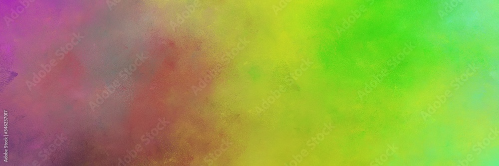 beautiful abstract painting background graphic with yellow green, antique fuchsia and pastel brown colors and space for text or image. can be used as horizontal header or banner orientation