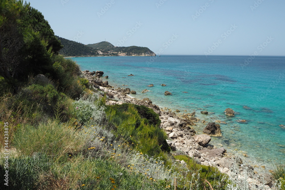 Fototapeta premium Blue water beach rocky