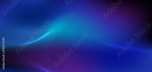 Vector, illustration abstract wavy, wave, line and blurred gradient mesh in bright color background. Dynamic minimal wave line composition design, layout for flyer, poster, banner