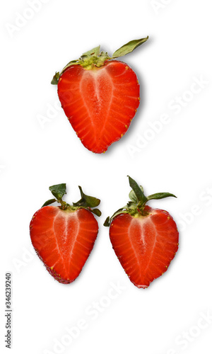 Cut strawberry isolated on white background