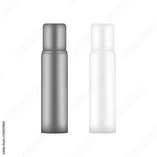 Blank realistic cosmetic bottle mockup on black and white