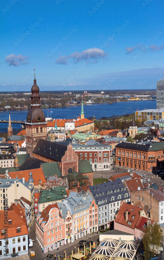 The view from the Saint Peter cathedral on the center of Riga.