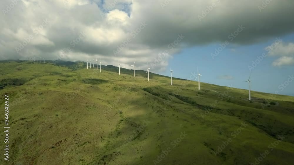 Aerial approach, creating electricity using renewable resources, Kawailoa Wind Farm, Oahu, Hawaii. Aerial approach, creating electricity using renewable resources, Kawailoa Wind Farm, Oahu, Hawaii.