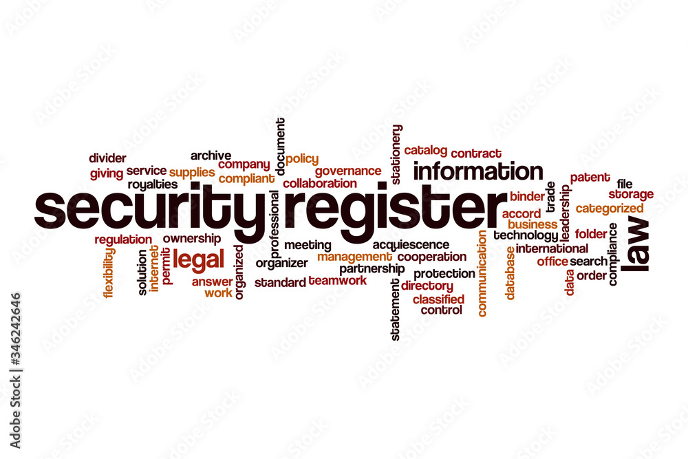Security register word cloud concept