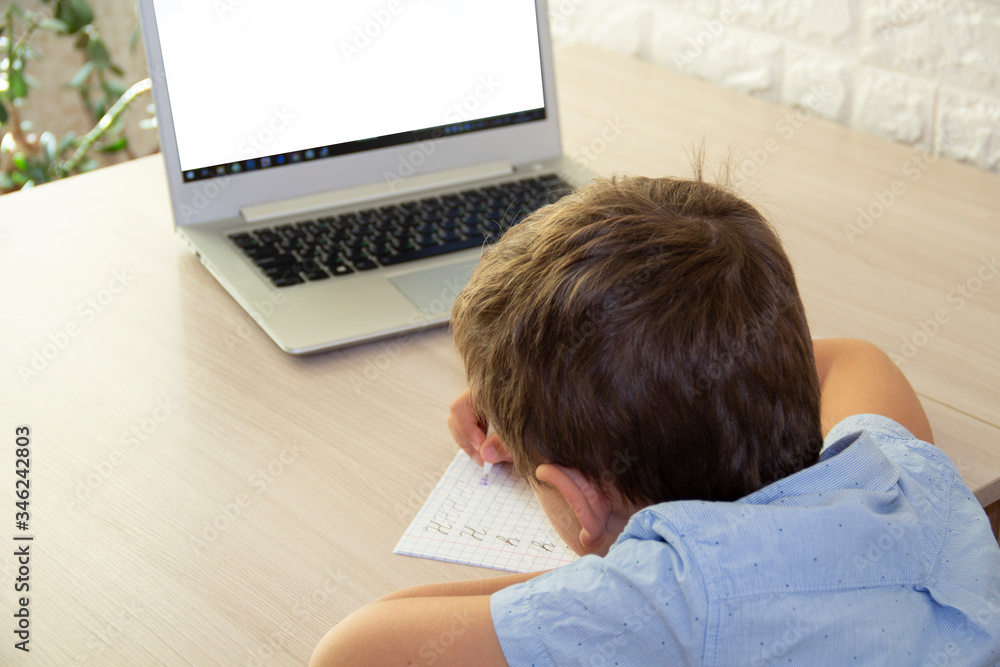 the boy learns at home to write a prescription distance learning for kids the boy learns at home to write a prescription distance learning for kids