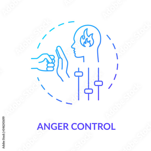 Anger control concept icon. Self improvement, personal growth, stress management idea thin line illustration. Controling negative impulses. Vector isolated outline RGB color drawing