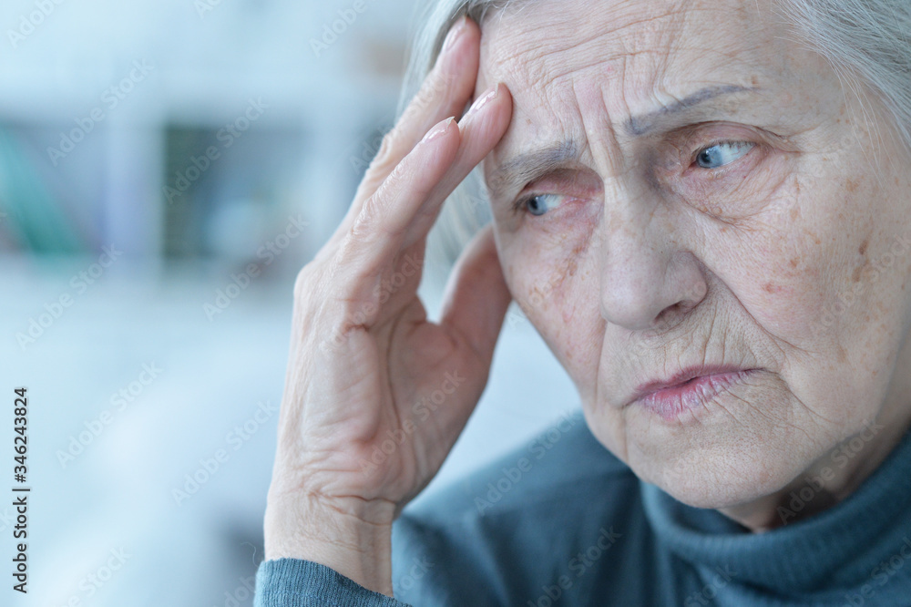Portrait of a sad elderly woman at home Portrait of a sad elderly woman at home