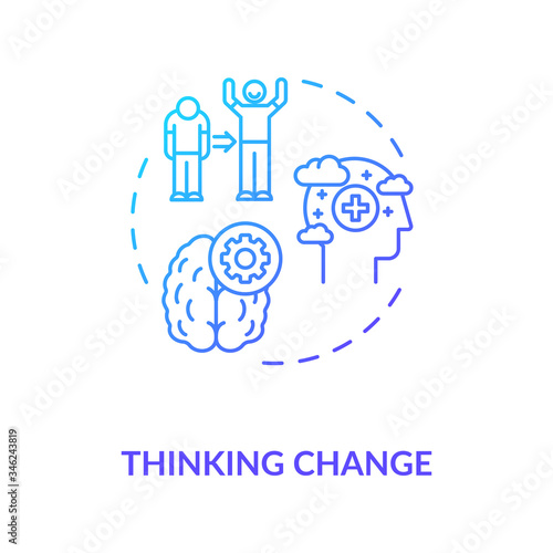 Thinking change concept icon. Personal improvement, emotional growth idea thin line illustration. Positivity, cognitive behavioral therapy. Vector isolated outline RGB color drawing