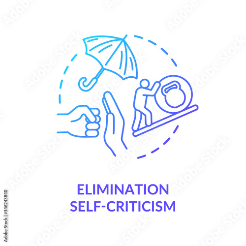 Self criticism elimination concept icon. Self growth idea thin line illustration. Overcoming personal insecurities and emotional complexes. Vector isolated outline RGB color drawing