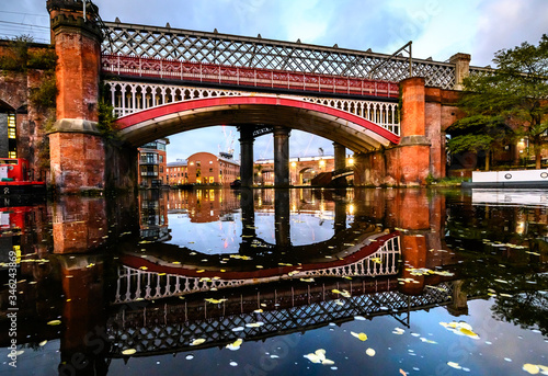 The Merchants` Bridge across bridgewater canal in the castlefield, Manchester, UK