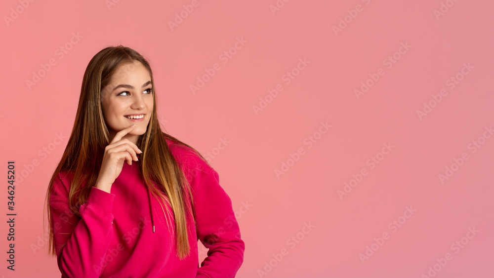 Beautiful teenager girl looking at empty space Beautiful teenager girl looking at empty space