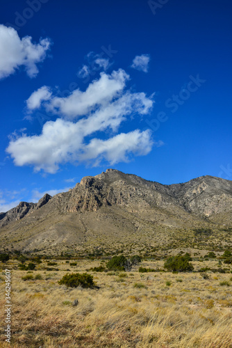 Big cumulus clouds in a mountain landscape in New Mexico