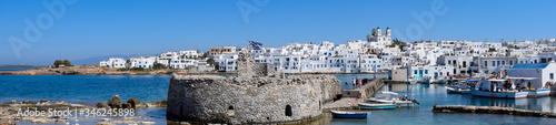 Old port of Naoussa village on Paros island in Greece