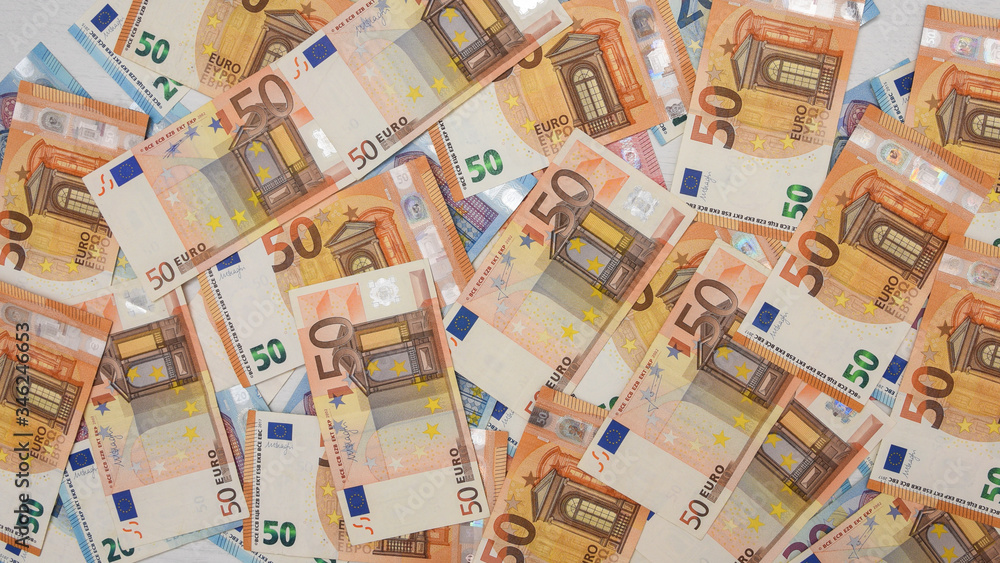 finance and economy concept - euro banknotes