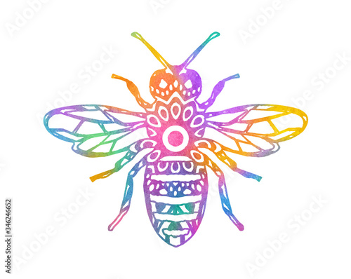 Mandala Rainbow Bee - Vector Animal