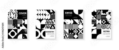 Vintage retro bauhaus design vector covers set